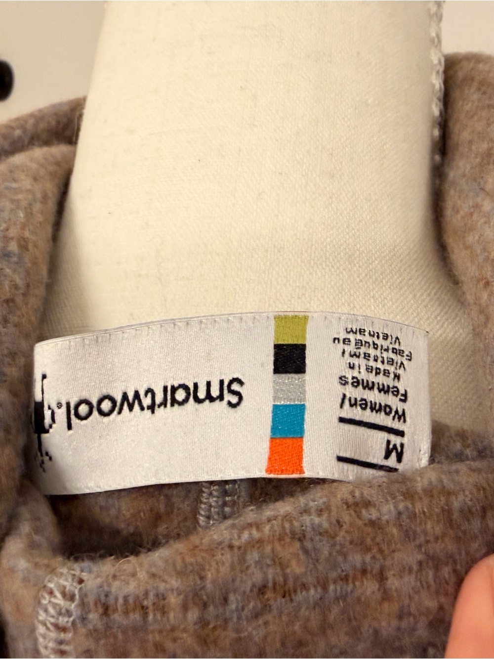 Smartwool Cowl Neck Fair Isle Sweater in Beige and Blue, wool blend, medium - Picture 5 of 5